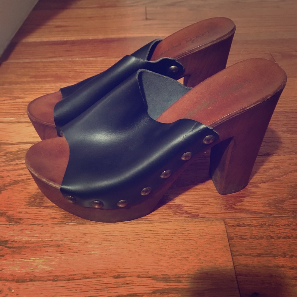 Black and Brown Wooden Shoes  *Made in Italy*